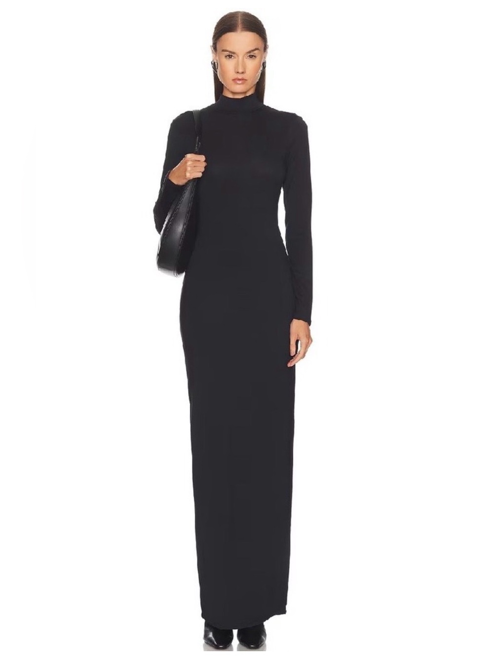 SKIMS Smooth Layers Turtleneck Long Dress Color Obsidian Size Small